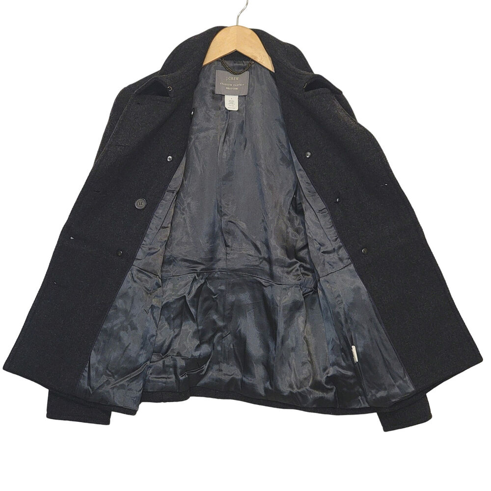 J Crew Stadium Cloth by Nello Gori Peacoat Double Breasted Wool Gray Size 4 - Picture 10 of 16